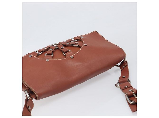 Céline CELINE Shoulder Bag Leather Brown Silver Auth 196983 Silvery - view 6
