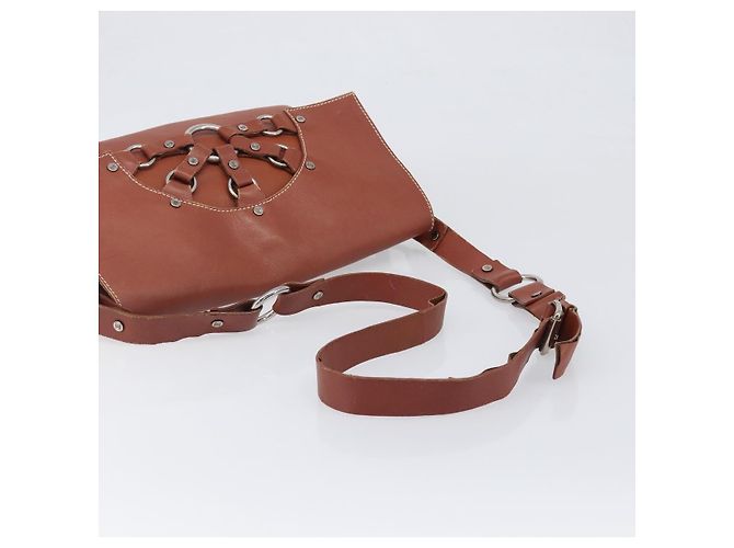 Céline CELINE Shoulder Bag Leather Brown Silver Auth 196983 Silvery - view 7