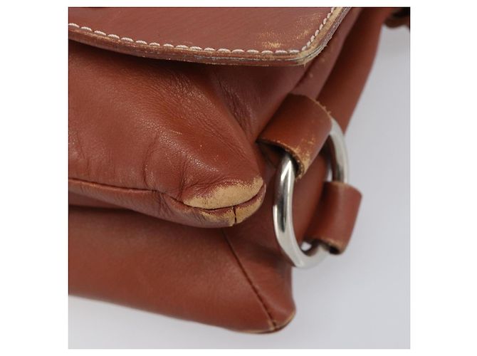 Céline CELINE Shoulder Bag Leather Brown Silver Auth 196983 Silvery - view 9