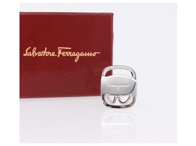 Salvatore Ferragamo Vala Schalring Metall Silber Auth BA15346V - Ansicht 8