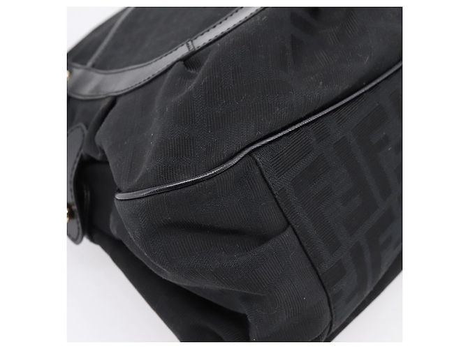 Borsa Tote FENDI Zucca Canvas Black Gold Tone 8BR628 Auth 199495A Nero - vista 14