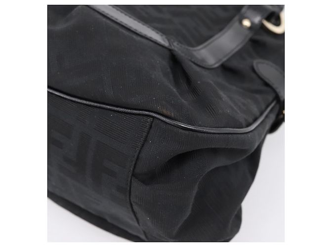 Borsa Tote FENDI Zucca Canvas Black Gold Tone 8BR628 Auth 199495A Nero - vista 15