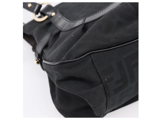 Borsa Tote FENDI Zucca Canvas Black Gold Tone 8BR628 Auth 199495A Nero - vista 16