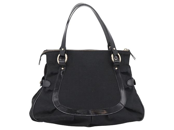 Borsa Tote FENDI Zucca Canvas Black Gold Tone 8BR628 Auth 199495A Nero - vista 2