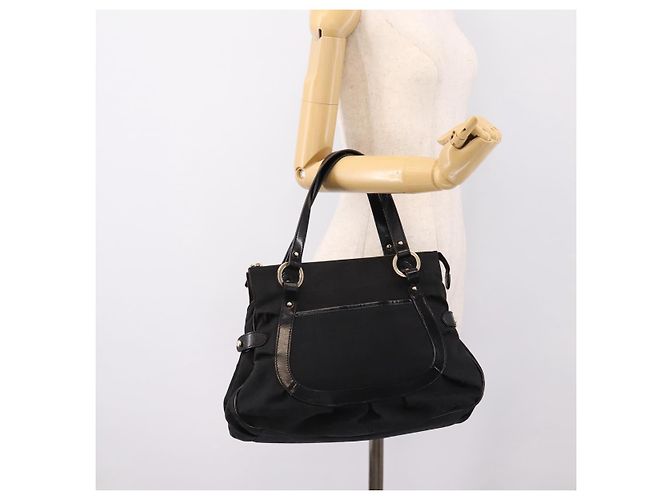 Borsa Tote FENDI Zucca Canvas Black Gold Tone 8BR628 Auth 199495A Nero - vista 22