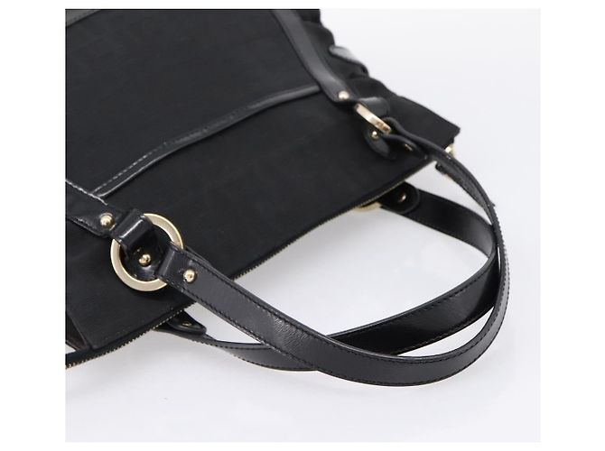 Borsa Tote FENDI Zucca Canvas Black Gold Tone 8BR628 Auth 199495A Nero - vista 7
