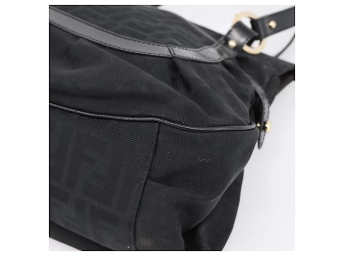 Borsa Tote FENDI Zucca Canvas Black Gold Tone 8BR628 Auth 199495A Nero - vista 9