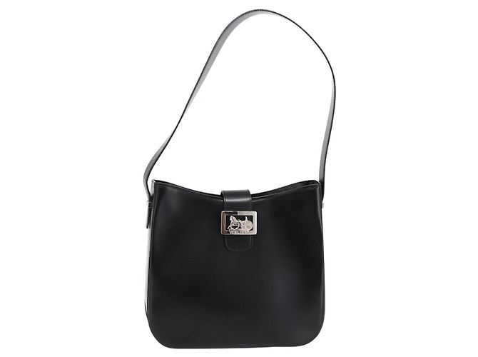 Céline Bolsa de Ombro CELINE Horse Carriage em Couro Preto e Prata Auth 201919A - vista 13