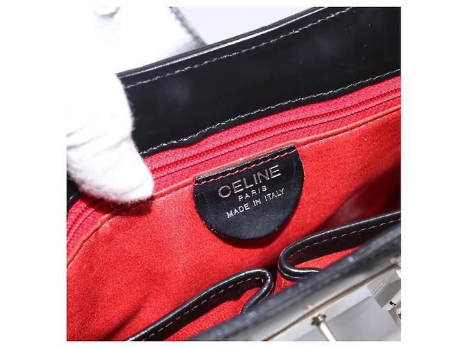 Céline Bolsa de Ombro CELINE Horse Carriage em Couro Preto e Prata Auth 201919A - vista 18