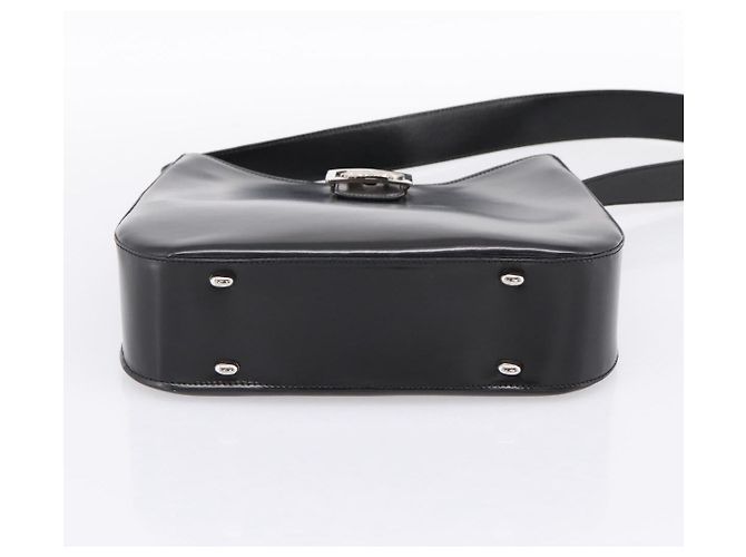 Céline Bolsa de Ombro CELINE Horse Carriage em Couro Preto e Prata Auth 201919A - vista 5
