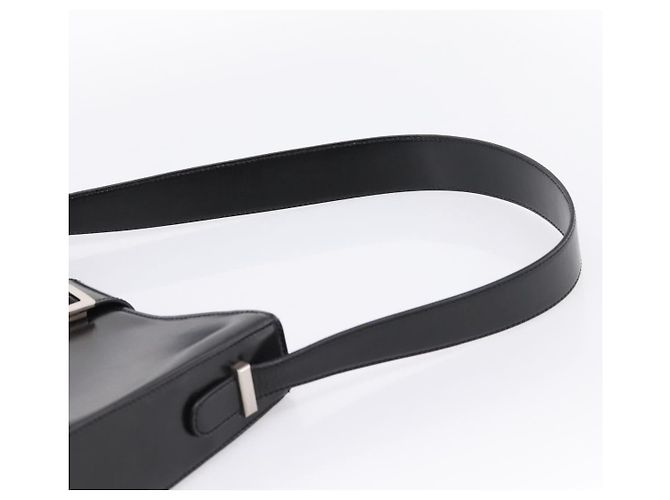 Céline Bolsa de Ombro CELINE Horse Carriage em Couro Preto e Prata Auth 201919A - vista 8