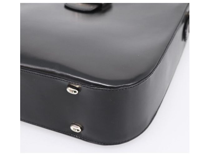 Céline Bolsa de Ombro CELINE Horse Carriage em Couro Preto e Prata Auth 201919A - vista 9