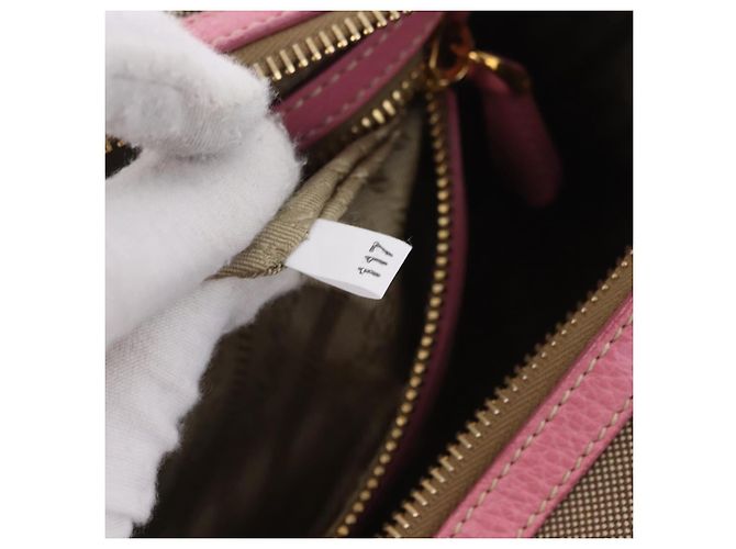 PRADA Handtasche Jacquard 2way Beige Gold Auth 200074V Golden - Ansicht 10