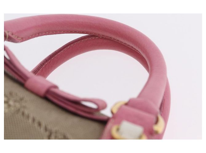 PRADA Handtasche Jacquard 2way Beige Gold Auth 200074V Golden - Ansicht 14