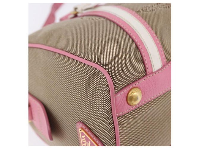 PRADA Handtasche Jacquard 2way Beige Gold Auth 200074V Golden - Ansicht 16