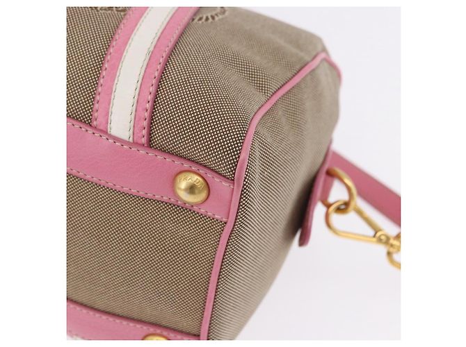 PRADA Handtasche Jacquard 2way Beige Gold Auth 200074V Golden - Ansicht 17