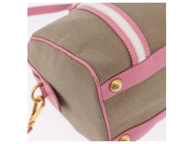 PRADA Handtasche Jacquard 2way Beige Gold Auth 200074V Golden - Ansicht 18