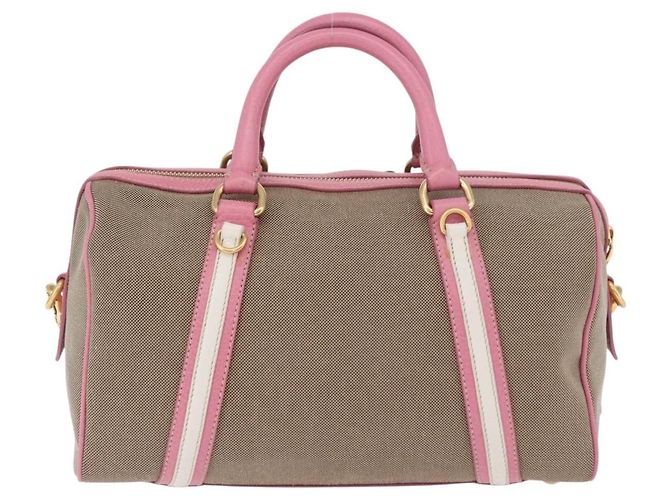 PRADA Handtasche Jacquard 2way Beige Gold Auth 200074V Golden - Ansicht 2