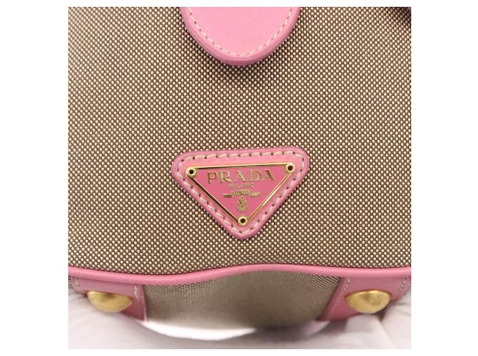 PRADA Handtasche Jacquard 2way Beige Gold Auth 200074V Golden - Ansicht 20