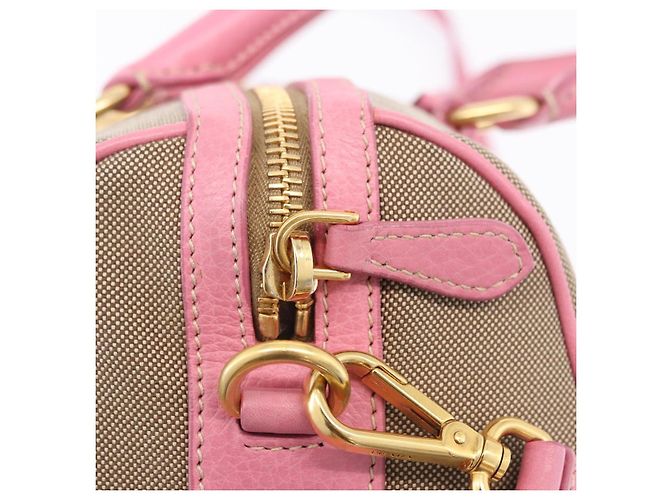 PRADA Handtasche Jacquard 2way Beige Gold Auth 200074V Golden - Ansicht 21