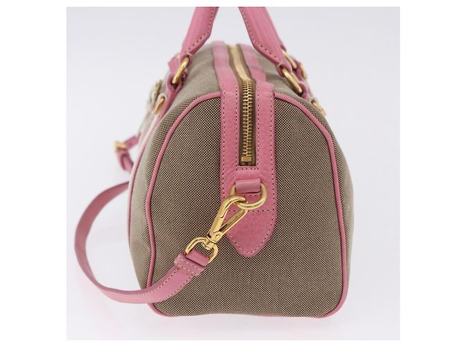 PRADA Handtasche Jacquard 2way Beige Gold Auth 200074V Golden - Ansicht 3