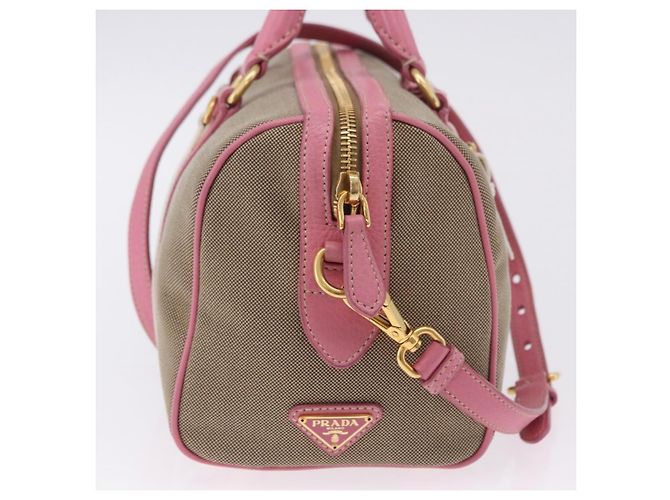 PRADA Handtasche Jacquard 2way Beige Gold Auth 200074V Golden - Ansicht 4