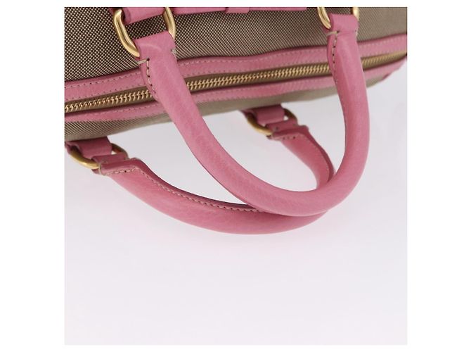 PRADA Handtasche Jacquard 2way Beige Gold Auth 200074V Golden - Ansicht 7