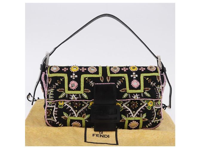 FENDI Mamma Baguette Schultertasche aus Canvas und Perlen, multicolor silber, Auth yk20784SAM Mehrfarben - Ansicht 12