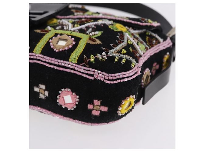 FENDI Mamma Baguette Schultertasche aus Canvas und Perlen, multicolor silber, Auth yk20784SAM Mehrfarben - Ansicht 16