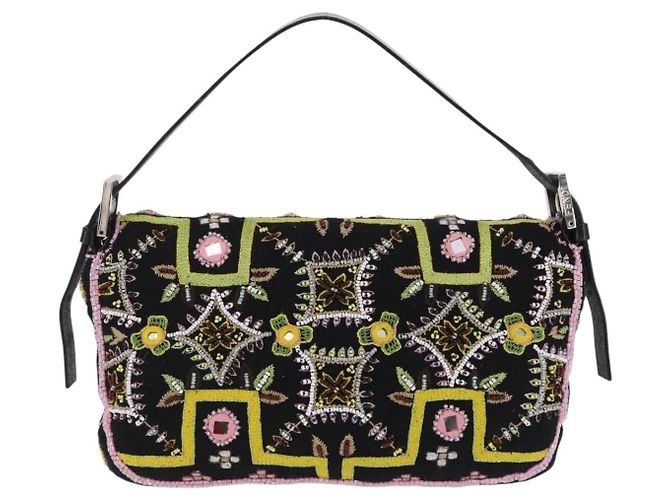 FENDI Mamma Baguette Schultertasche aus Canvas und Perlen, multicolor silber, Auth yk20784SAM Mehrfarben - Ansicht 2