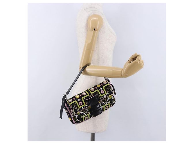 FENDI Mamma Baguette Schultertasche aus Canvas und Perlen, multicolor silber, Auth yk20784SAM Mehrfarben - Ansicht 26