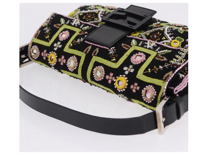 FENDI Mamma Baguette Schultertasche aus Canvas und Perlen, multicolor silber, Auth yk20784SAM Mehrfarben - Ansicht 6