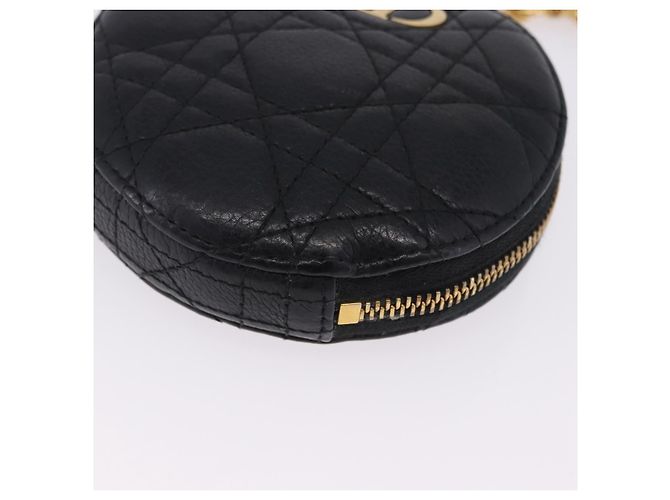 Borsa a tracolla Christian Dior Canage in pelle nera e oro Auth 202146V Nero D'oro - vista 11