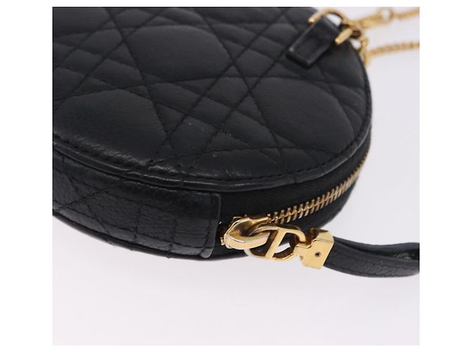 Borsa a tracolla Christian Dior Canage in pelle nera e oro Auth 202146V Nero D'oro - vista 13