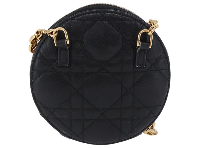 Borsa a tracolla Christian Dior Canage in pelle nera e oro Auth 202146V Nero D'oro - vista 3