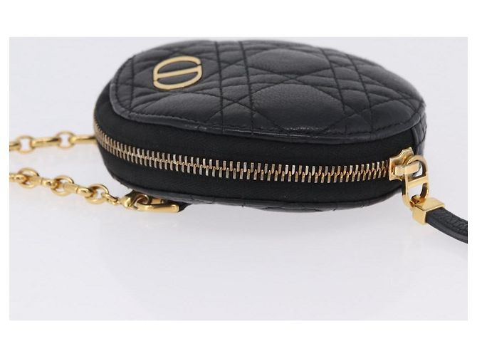 Borsa a tracolla Christian Dior Canage in pelle nera e oro Auth 202146V Nero D'oro - vista 5