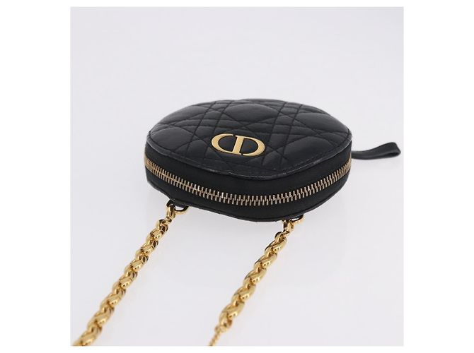 Borsa a tracolla Christian Dior Canage in pelle nera e oro Auth 202146V Nero D'oro - vista 6