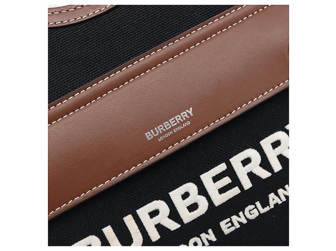 Borsa a mano BURBERRY Canvas 2way Silver Black Auth 202239V Nero Argento - vista 18