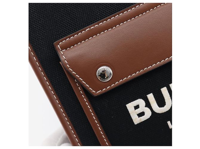 Borsa a mano BURBERRY Canvas 2way Silver Black Auth 202239V Nero Argento - vista 19