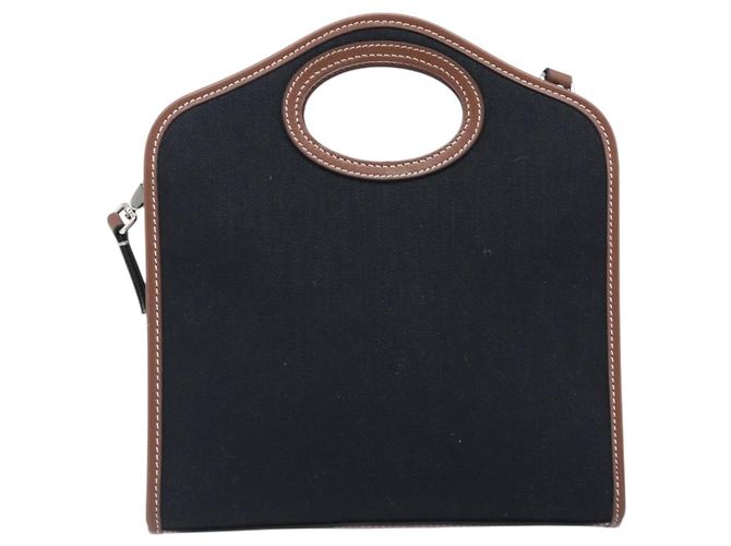 Borsa a mano BURBERRY Canvas 2way Silver Black Auth 202239V Nero Argento - vista 2