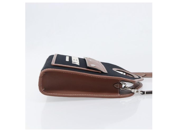 Borsa a mano BURBERRY Canvas 2way Silver Black Auth 202239V Nero Argento - vista 3