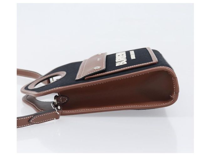Borsa a mano BURBERRY Canvas 2way Silver Black Auth 202239V Nero Argento - vista 4