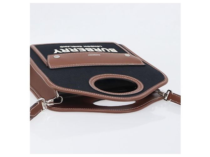 Borsa a mano BURBERRY Canvas 2way Silver Black Auth 202239V Nero Argento - vista 6