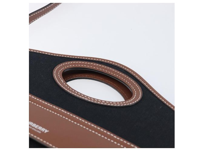 Borsa a mano BURBERRY Canvas 2way Silver Black Auth 202239V Nero Argento - vista 7