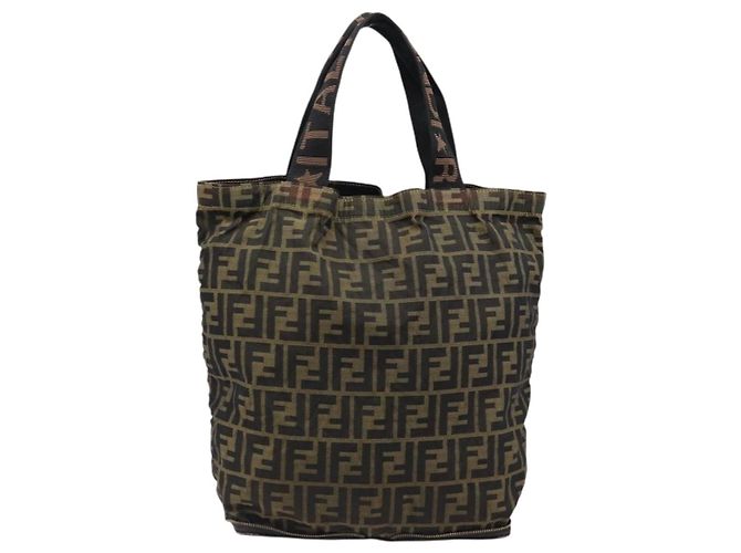 FENDI Zucca Canvas Tote Bag Nylon Braun Schwarz Auth 199977 - Ansicht 2
