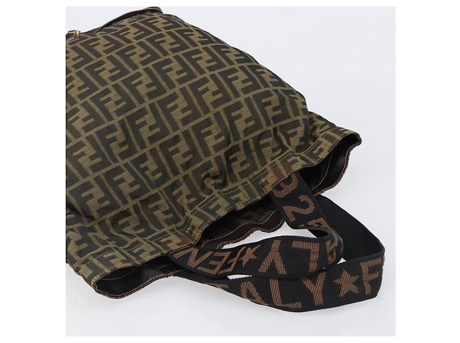 FENDI Zucca Canvas Tote Bag Nylon Braun Schwarz Auth 199977 - Ansicht 6