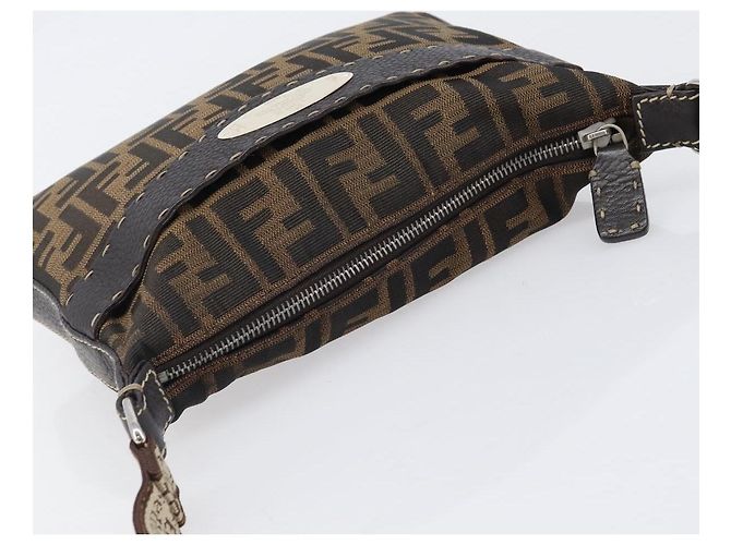 FENDI Zucca Canvas Celeria Schultertasche Schwarz Braun Auth 199921A - Ansicht 6