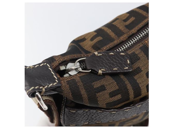 FENDI Zucca Canvas Celeria Schultertasche Schwarz Braun Auth 199921A - Ansicht 9