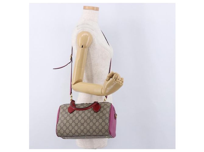 Borsa a mano GUCCI GG Supreme PVC 2way Beige Gold 409529 Auth 199935A - vista 25