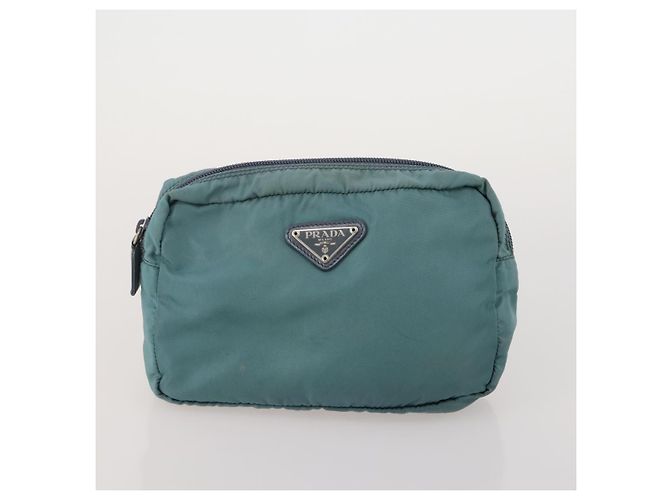 PRADA Pochette Nylon Pelle Set da 4 Blu Nero Marrone Auth 190016 - vista 2
